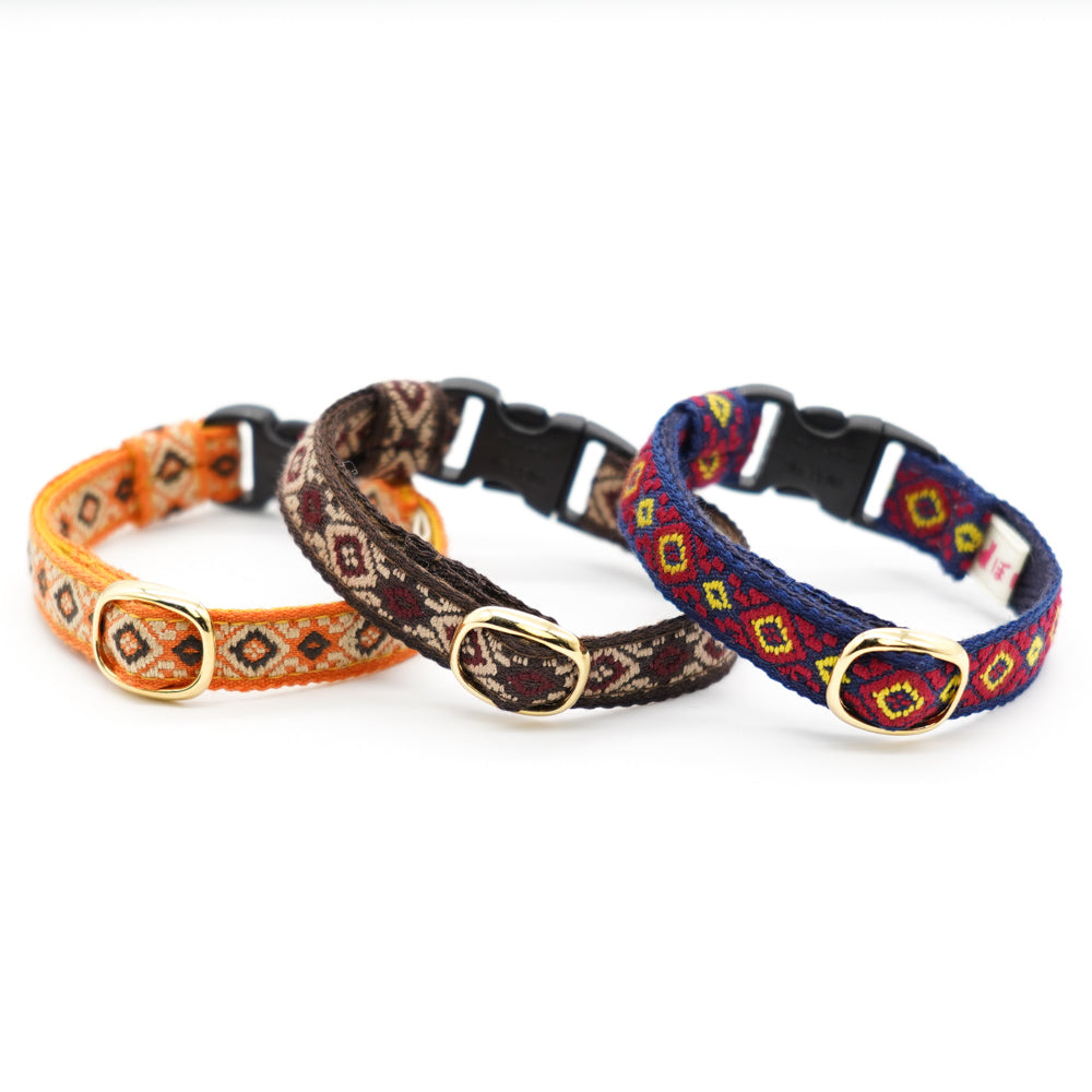 チロル猫首輪  ジオメトリック オレンジ