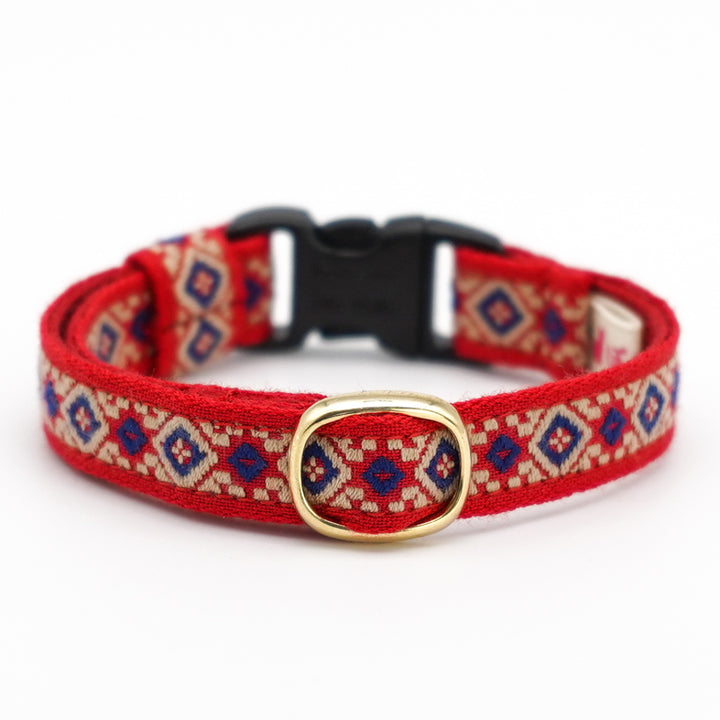 チロル猫首輪  ジオメトリック レッド