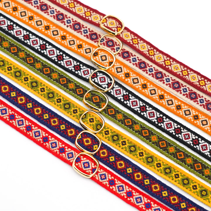 チロル猫首輪  ジオメトリック オリーブ