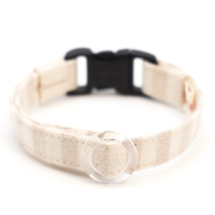 猫首輪 オーガニックコットン×金属アレルギー対応 ブロックストライプ(太)