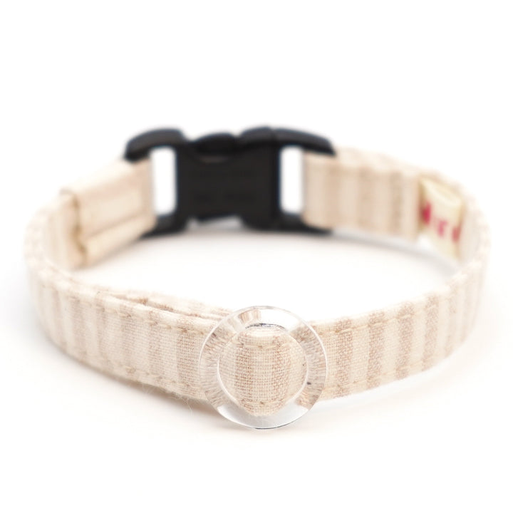 猫首輪 オーガニックコットン×金属アレルギー対応 ラインストライプ(細)