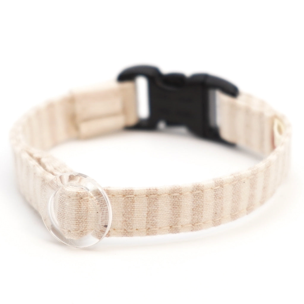 猫首輪 オーガニックコットン×金属アレルギー対応 ラインストライプ(細)