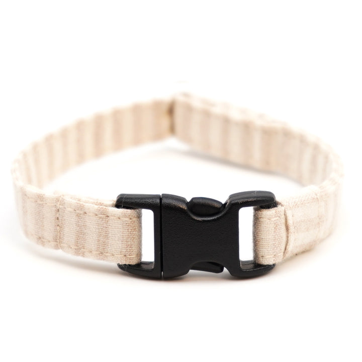 猫首輪 オーガニックコットン×金属アレルギー対応 ラインストライプ(細)