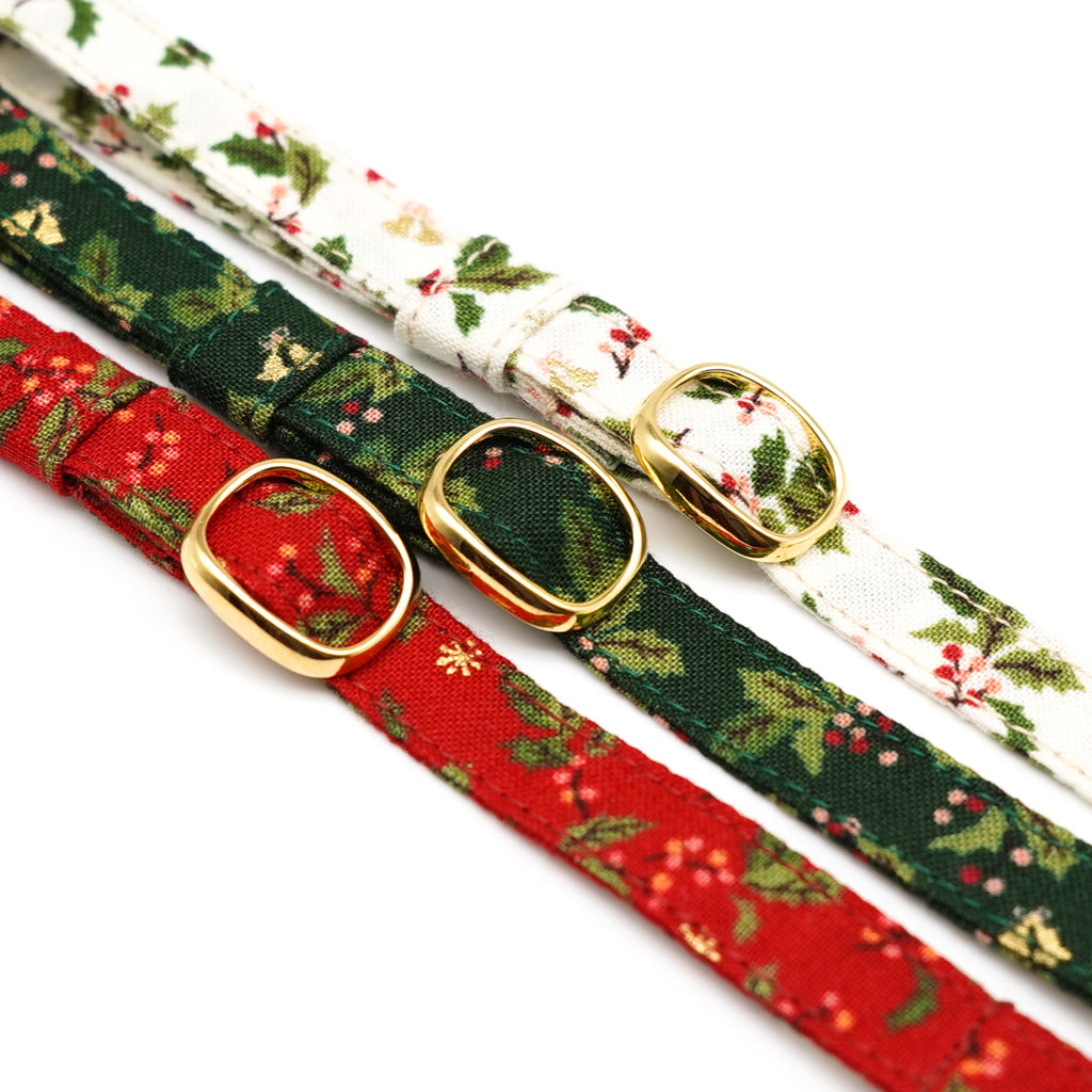 猫首輪 クリスマス ヒイラギ レッド