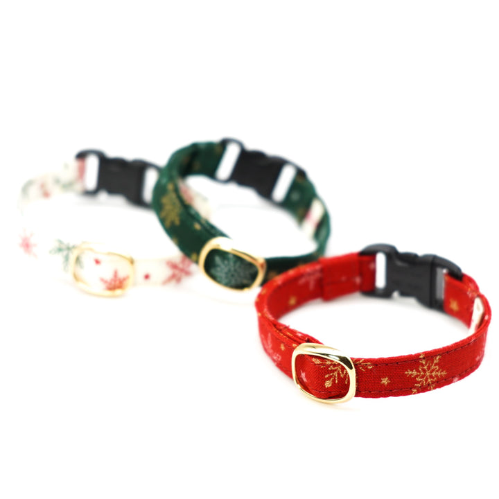 猫首輪 クリスマス スノークリスタル グリーン