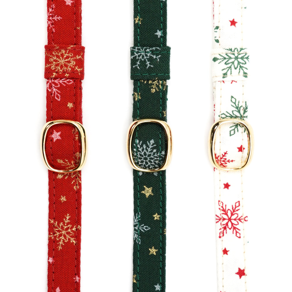 猫首輪 クリスマス スノークリスタル レッド