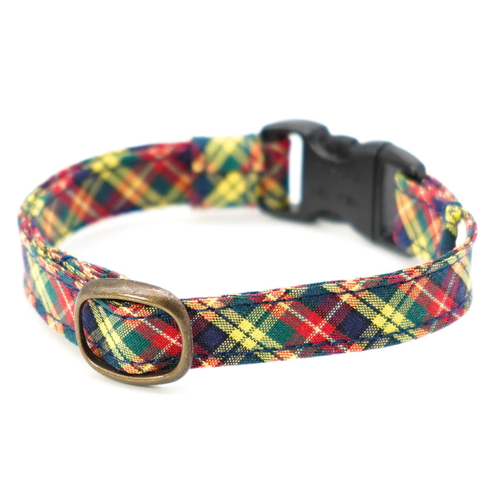 猫首輪 播州織タータンチェック イエロー