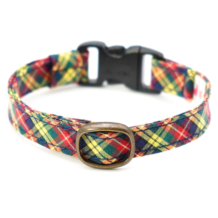 猫首輪 播州織タータンチェック イエロー
