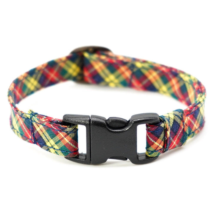 猫首輪 播州織タータンチェック イエロー