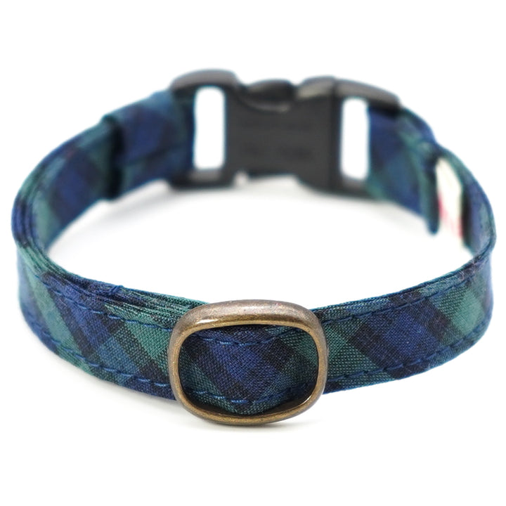 猫首輪 播州織タータンチェック ブラックウォッチ