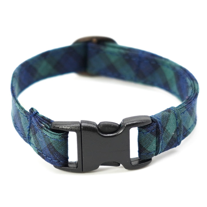 猫首輪 播州織タータンチェック ブラックウォッチ
