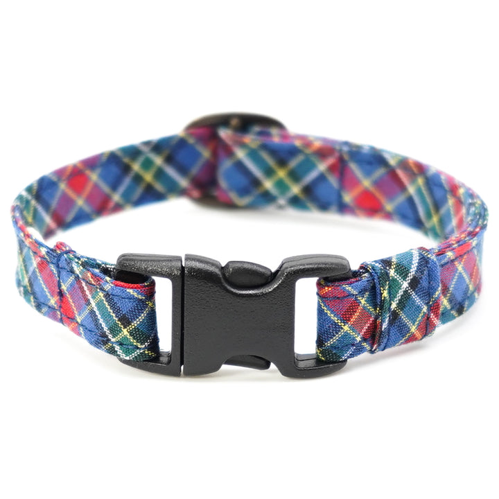 猫首輪 播州織タータンチェック ブルー