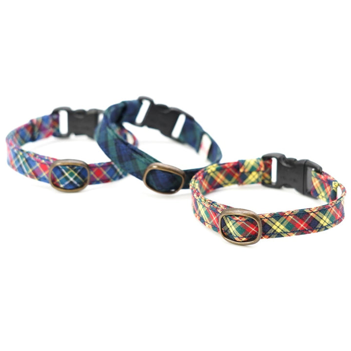 猫首輪 播州織タータンチェック ブラックウォッチ