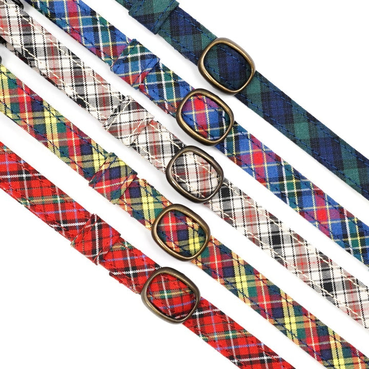 猫首輪 播州織タータンチェック イエロー