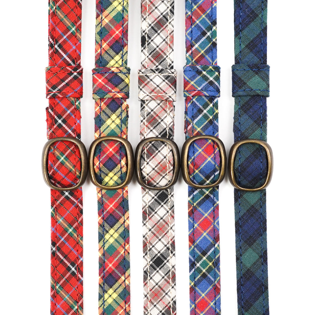 猫首輪 播州織タータンチェック レッド