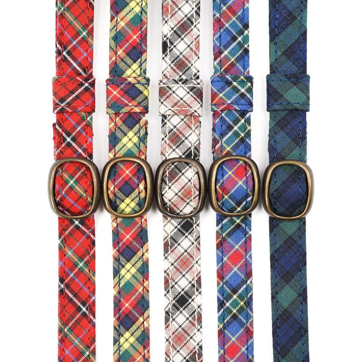 猫首輪 播州織タータンチェック ブラックウォッチ