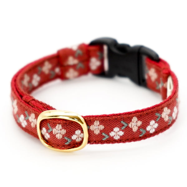 チロル猫首輪 フルーロン エンジ チロル猫首輪 フルーロン エンジ