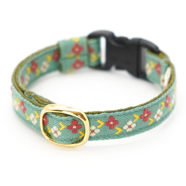 チロル猫首輪 フルーロン モスグリーン チロル猫首輪 フルーロン モスグリーン