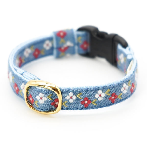 チロル猫首輪 フルーロン ダスティーブルー チロル猫首輪 フルーロン ダスティーブルー