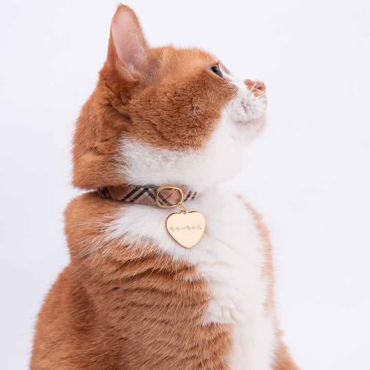 猫首輪 タータンチェック ベージュ - ぽぽねこ公式オンラインショップ