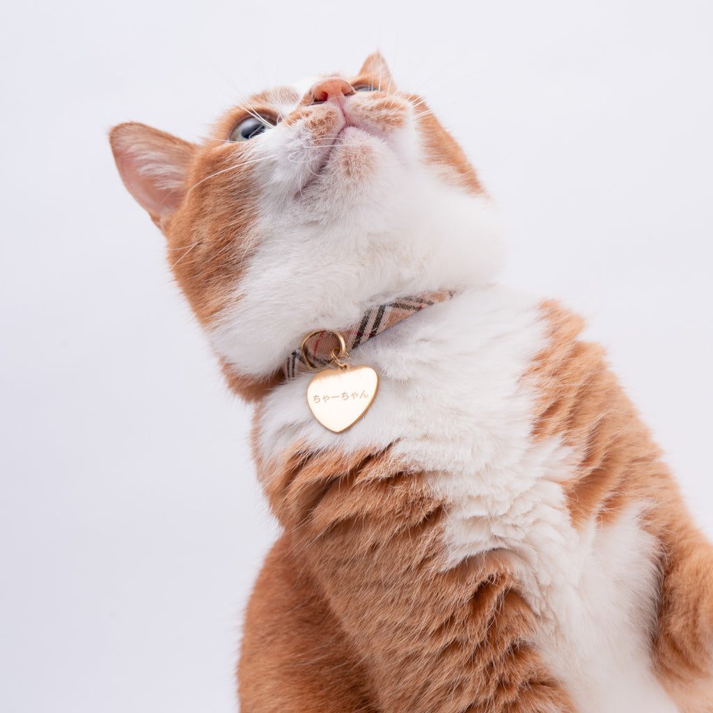 猫首輪 タータンチェック ベージュ - ぽぽねこ公式オンラインショップ