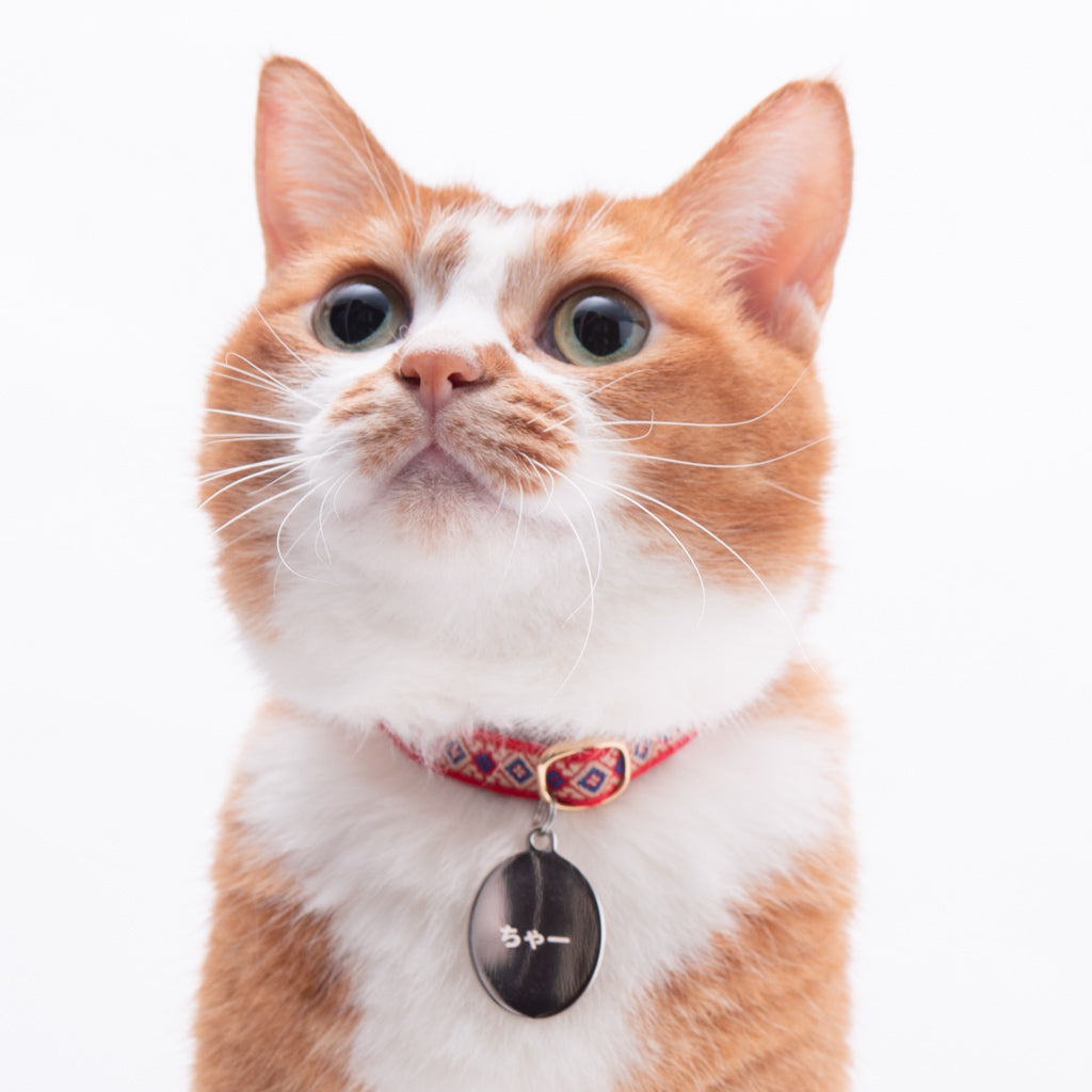 チロル猫首輪  ジオメトリック レッド