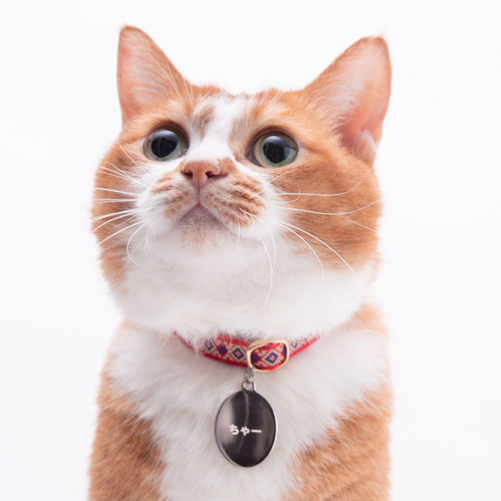 チロル猫首輪  ジオメトリック レッド