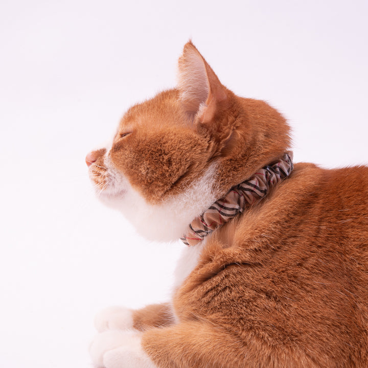 シュシュ猫首輪 タータンチェック ベージュ