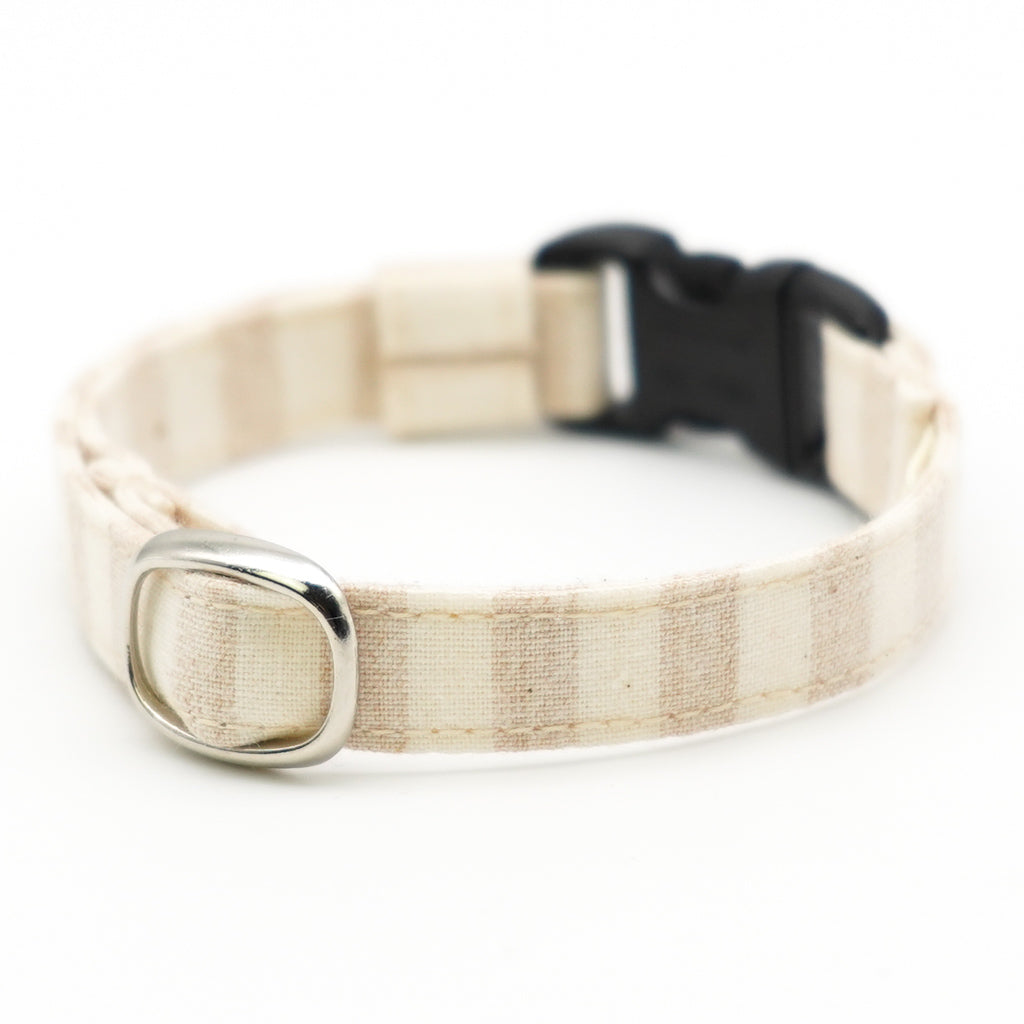 猫首輪 オーガニックコットン100% ブロックストライプ(太) - ぽぽねこ公式オンラインショップ