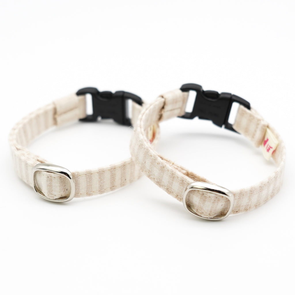 猫首輪 オーガニックコットン100% ブロックストライプ(太) - ぽぽねこ公式オンラインショップ
