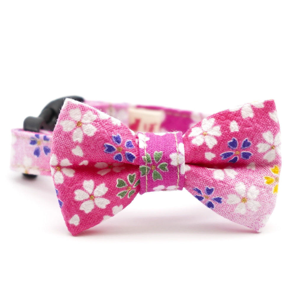 リボン付き猫首輪 はんなり桜 ピンク