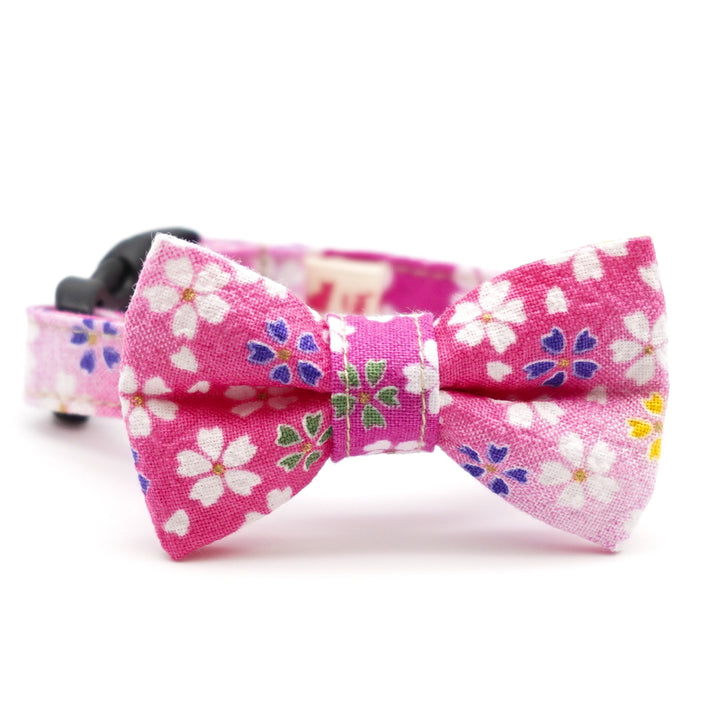 リボン付き猫首輪 はんなり桜 ピンク