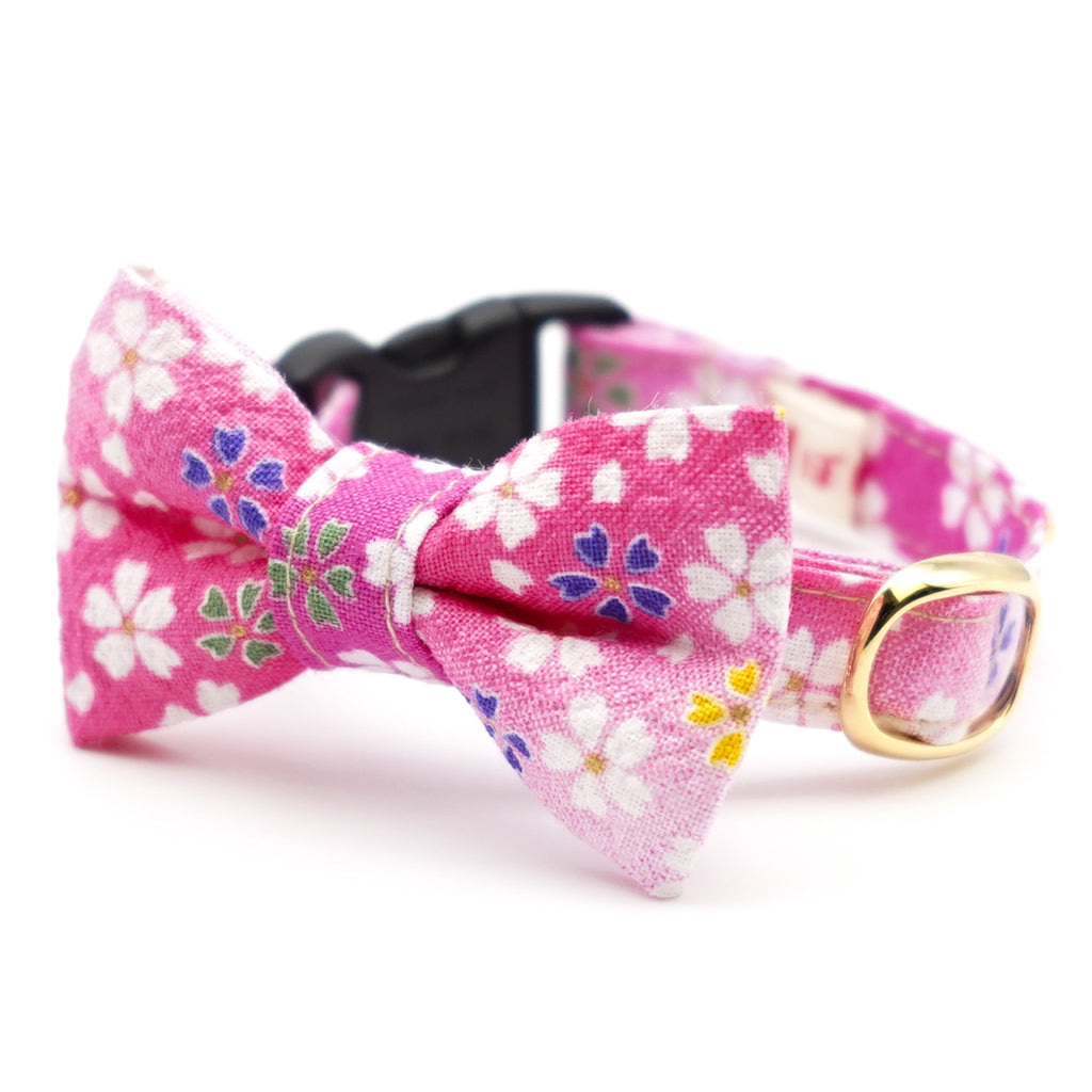 リボン付き猫首輪 はんなり桜 ピンク