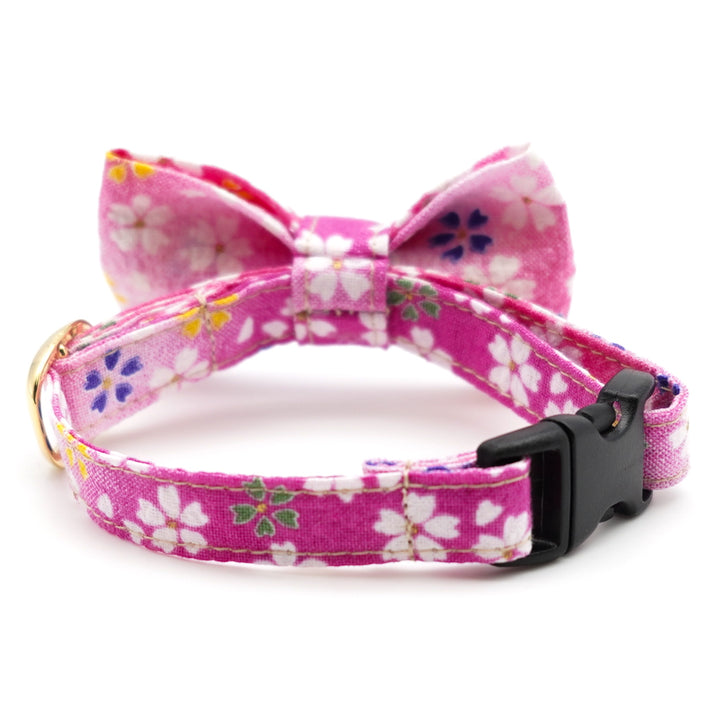 リボン付き猫首輪 はんなり桜 ピンク