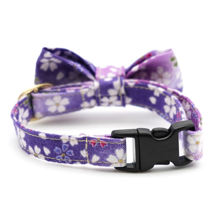 リボン付き猫首輪 はんなり桜 パープル