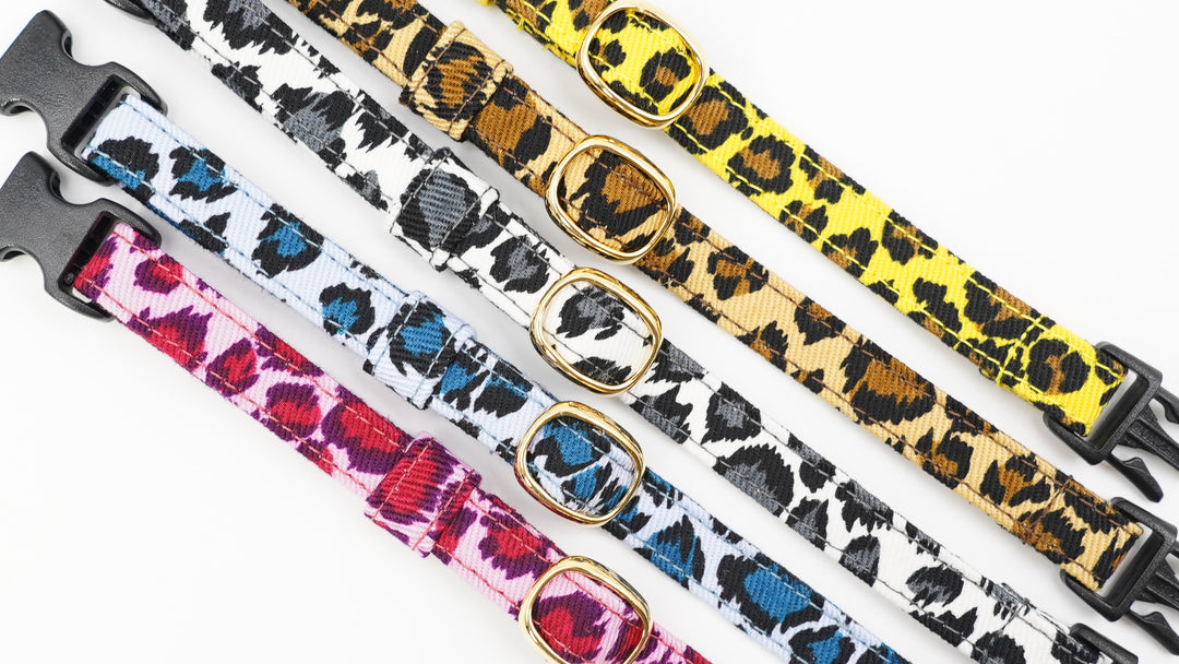 【新商品】猫にはヒョウ柄が似合う！レオパード柄の猫首輪ができました