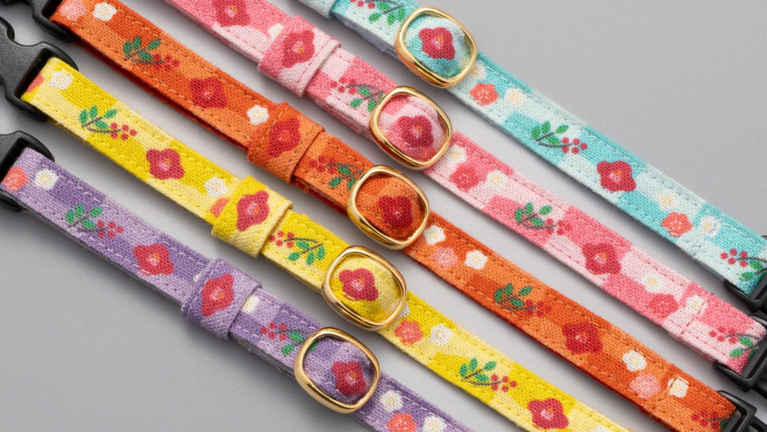 グラフィック猫首輪 冬の花