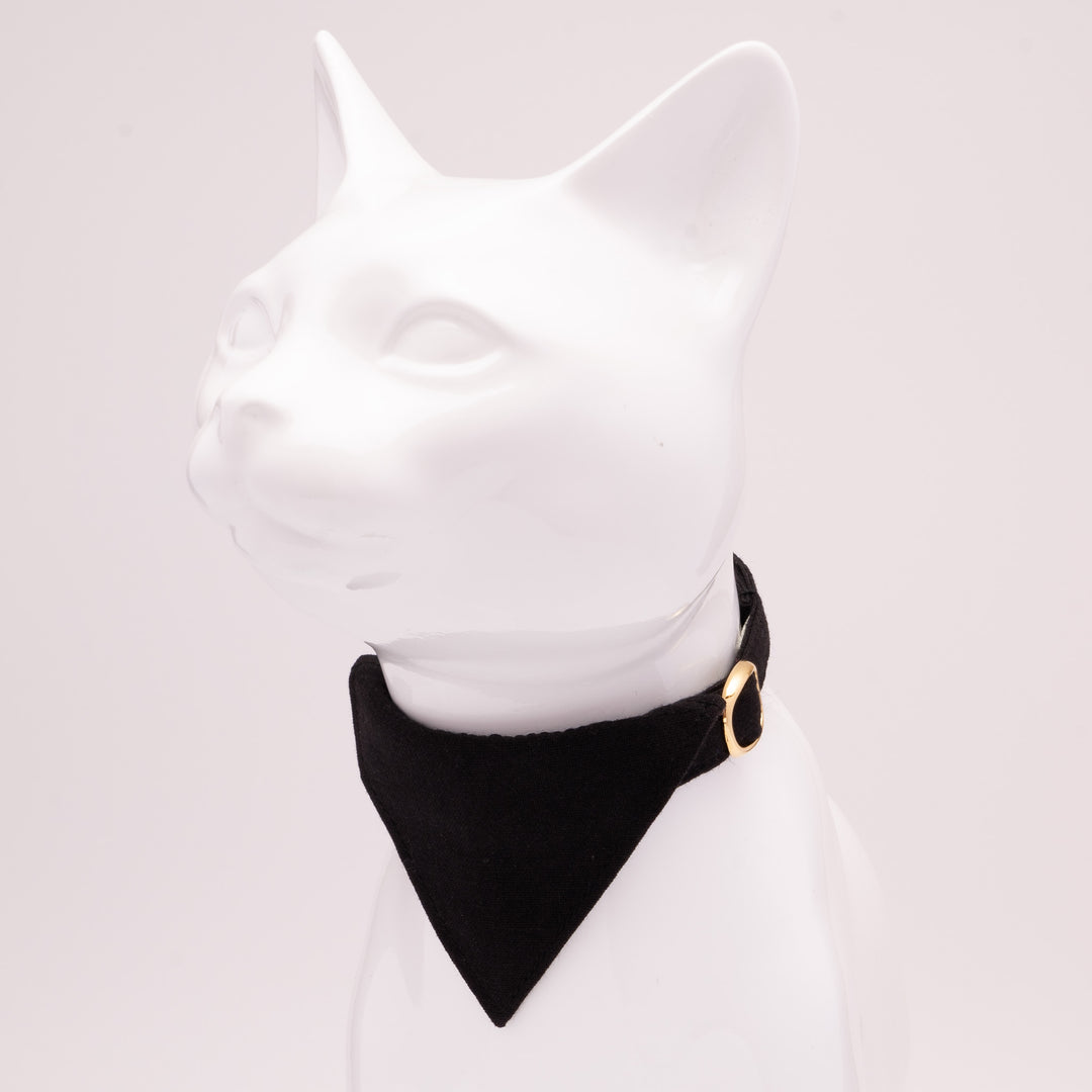 バンダナ付き猫首輪　MUJIコットンプレーン　黒