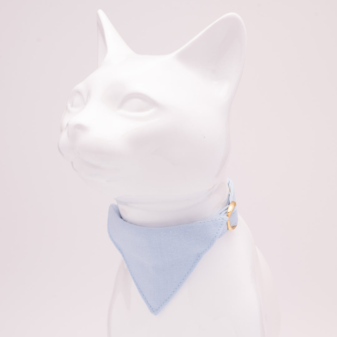 バンダナ付き猫首輪　MUJIコットンプレーン　みずいろ