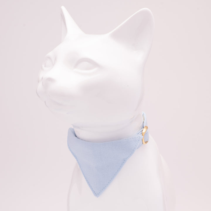 バンダナ付き猫首輪　MUJIコットンプレーン　みずいろ