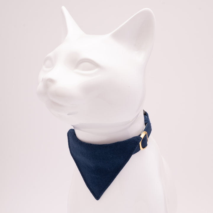 バンダナ付き猫首輪　MUJIコットンプレーン　紺