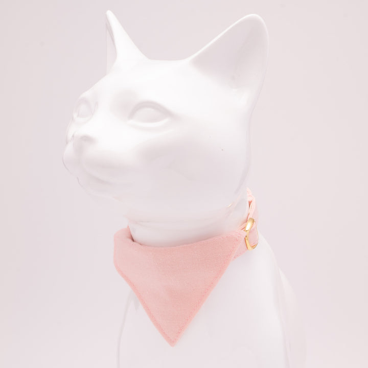 バンダナ付き猫首輪　MUJIコットンプレーン　乙女