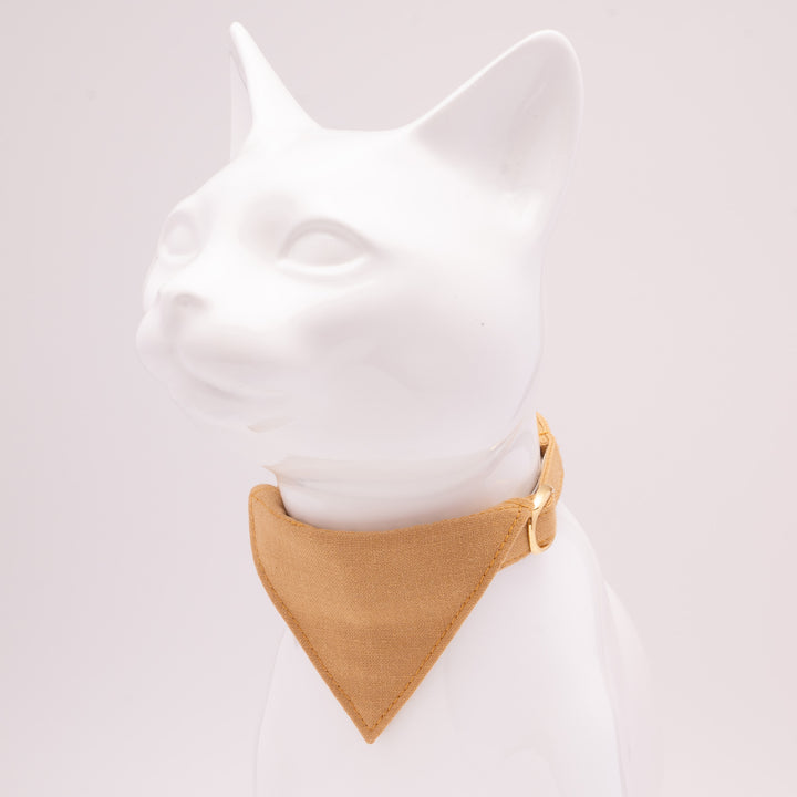 バンダナ付き猫首輪　MUJIコットンプレーン　山吹