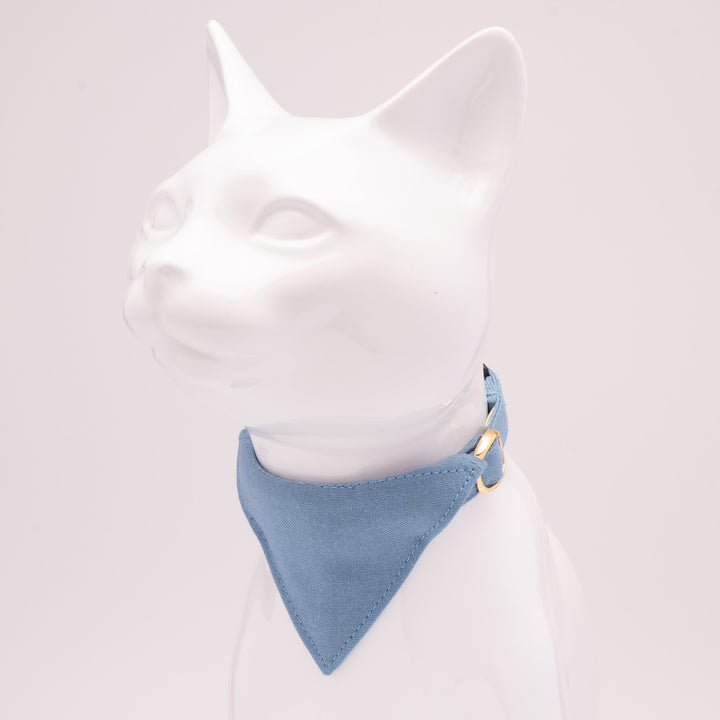 バンダナ付き猫首輪　MUJIコットンプレーン　秋空
