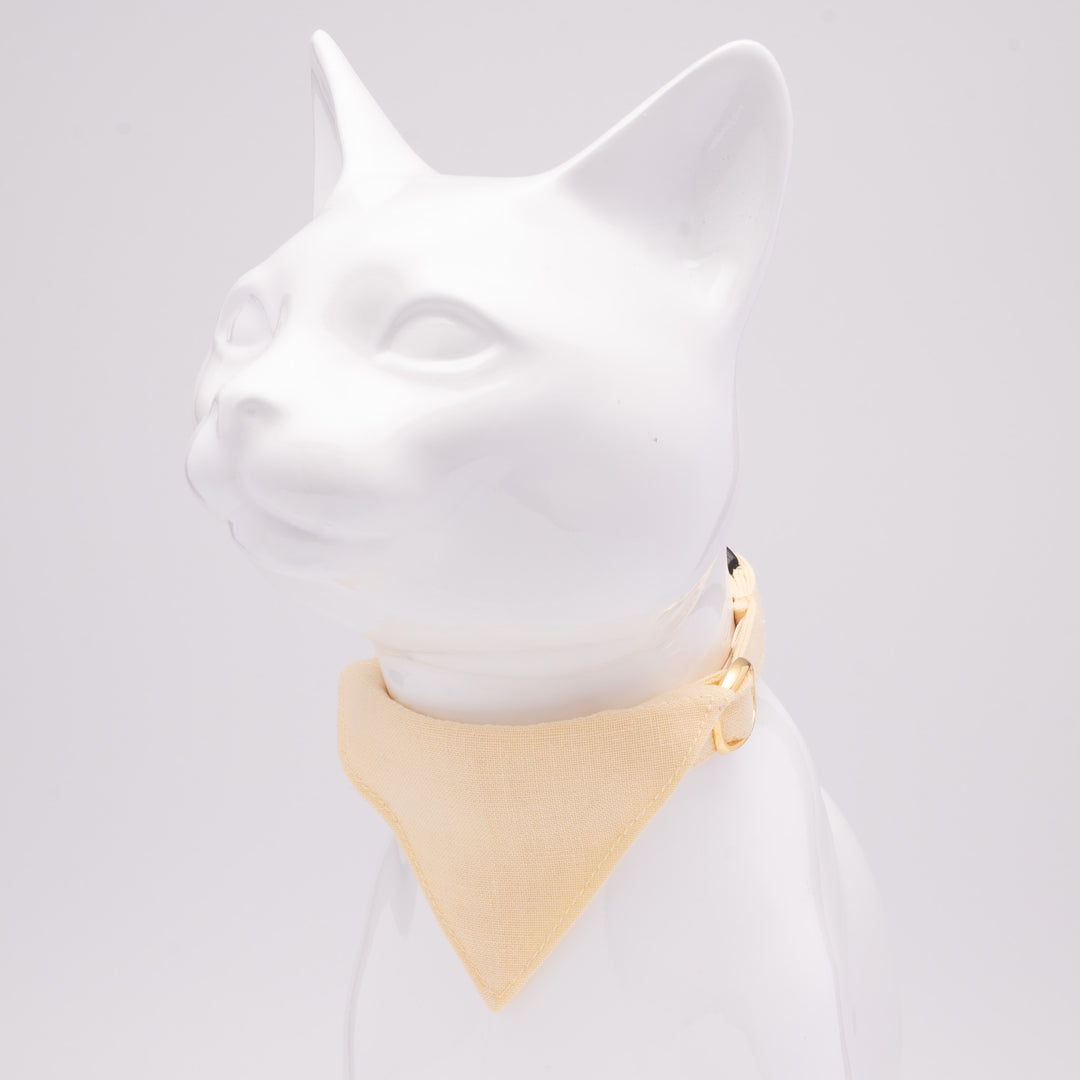 バンダナ付き猫首輪　MUJIコットンプレーン　玉子