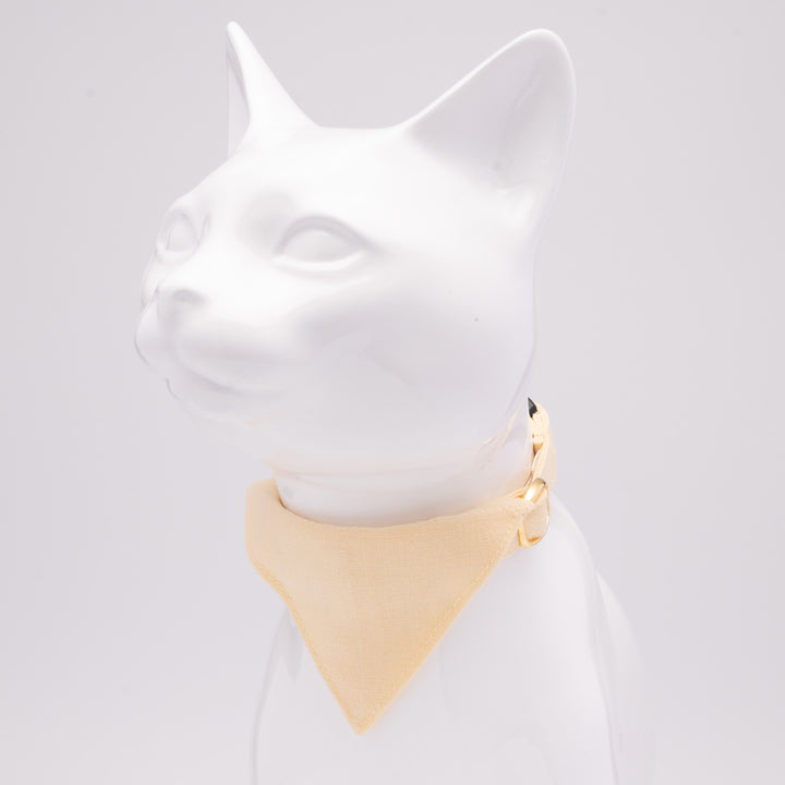 バンダナ付き猫首輪　MUJIコットンプレーン　玉子
