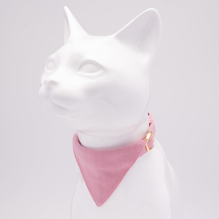 バンダナ付き猫首輪　MUJIコットンプレーン　なでしこ
