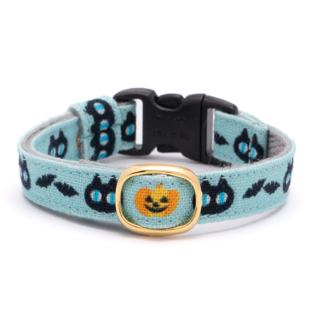 グラフィック猫首輪　黒猫のハロウィン　ターコイズ【限定モデル】
