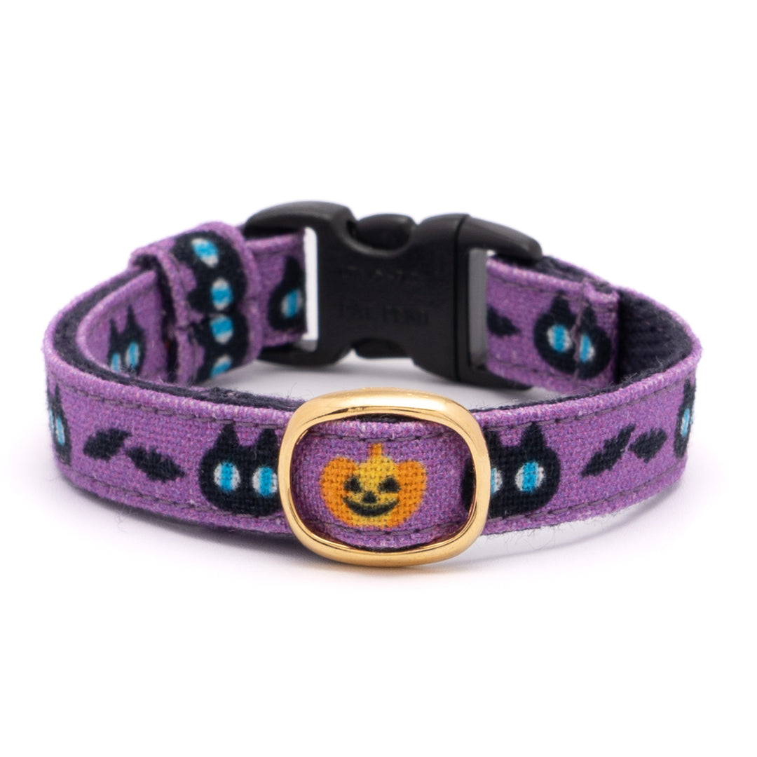 グラフィック猫首輪　黒猫のハロウィン　パープル【限定モデル】