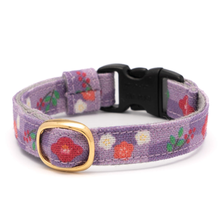 グラフィック猫首輪　冬の花　紫色【限定モデル】
